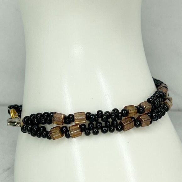 Black Beaded Double Strand Bracelet - Picture 1 of 12